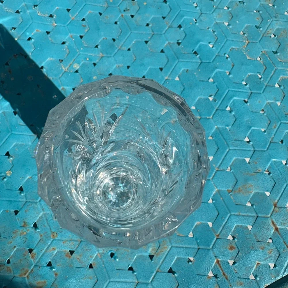 Vtg Sklarny Bohemia Cut Crystal Bud Vase 10